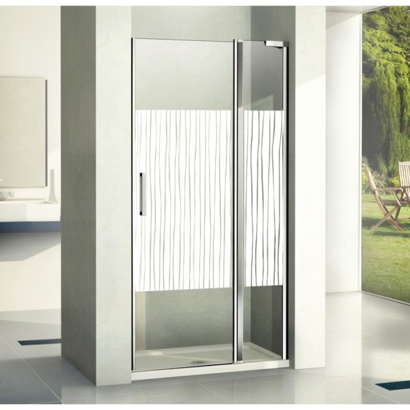 Душевая дверь в нишу Good Door Pandora WTW-140-T-CH 140 х 185 см, ПД00045, стекло прозрачное с рисунком Тростник, хром