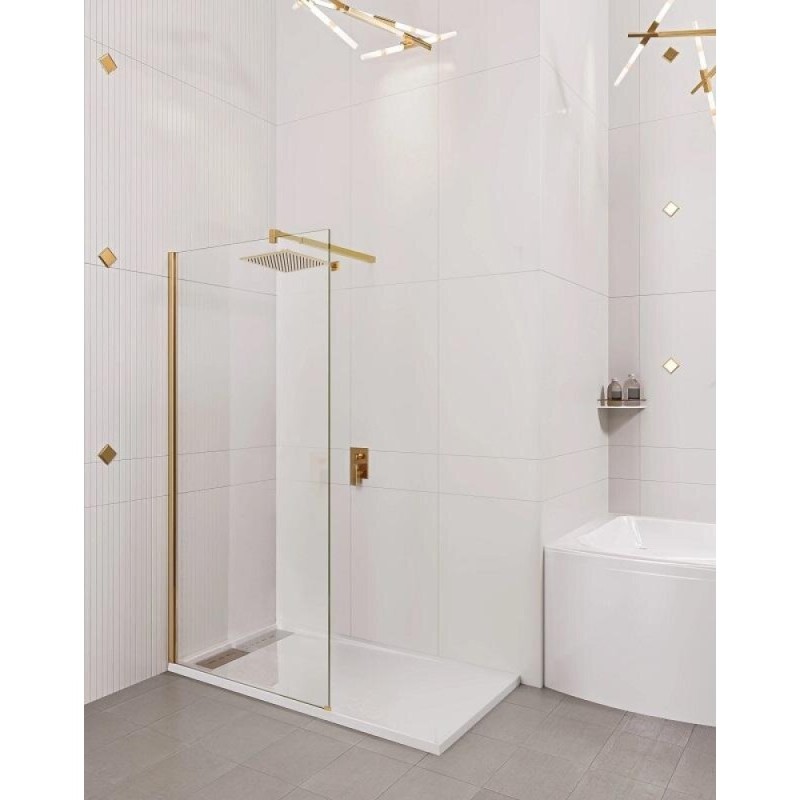 Душевая стенка Good Door Walk In SP-130-C-BG, ВИ00047, 130 см, свободный вход, стекло прозрачное, профиль золото матовое