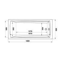 Ванна акриловая Bas Pro Бали БАВ0005, 180 x 80 см, белый