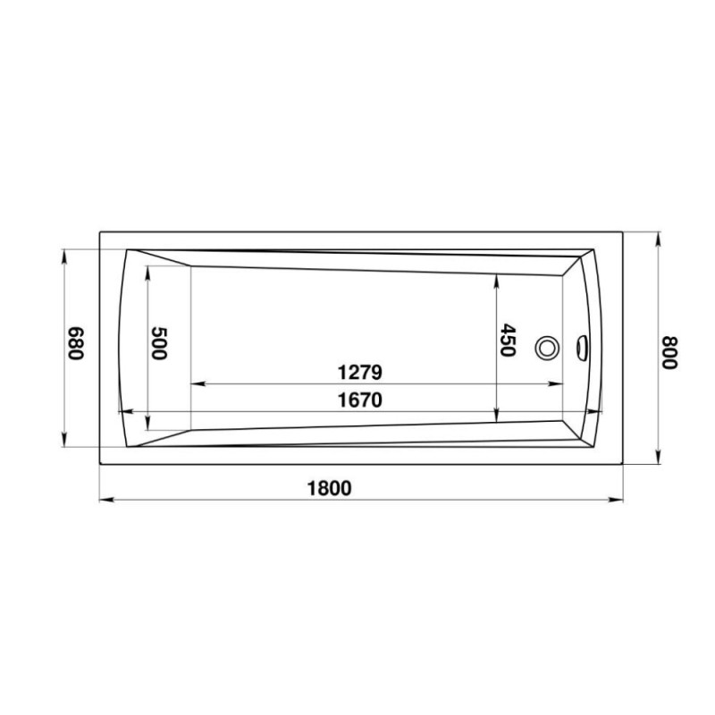 Ванна акриловая Bas Pro Бали БАВ0005, 180 x 80 см, белый