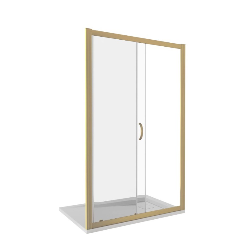 Душевая дверь Good Door Jazze WTW-130-C-G, 130 х 185 см, стекло прозрачное, профиль золото, ДЖ00050