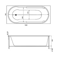 Ванна акриловая Bas Вегас150 ST50, ВС00052, 150 x 70 см, с каркасом Стандарт, белый