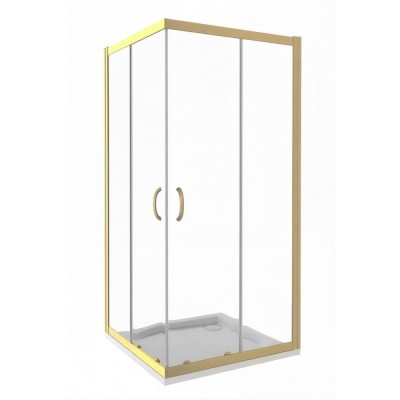 Душевое ограждение Good Door Jazze CR-80-C-G, 80 х 80 х 185 см, стекло прозрачное, профиль золото, ДЖ00054