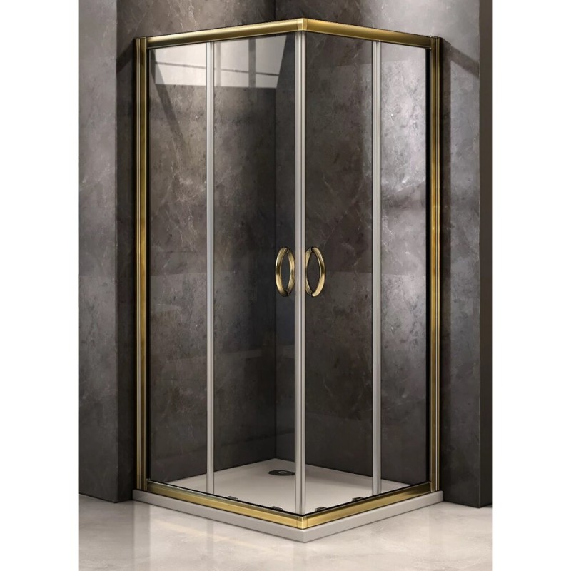 Душевое ограждение Good Door Jazze CR-80-C-G, 80 х 80 х 185 см, стекло прозрачное, профиль золото, ДЖ00054