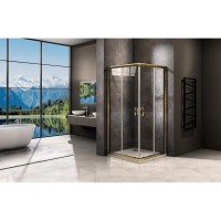 Душевое ограждение Good Door Jazze CR-90-C-G, 90 х 90 х 185 см, стекло прозрачное, профиль золото, ДЖ00055