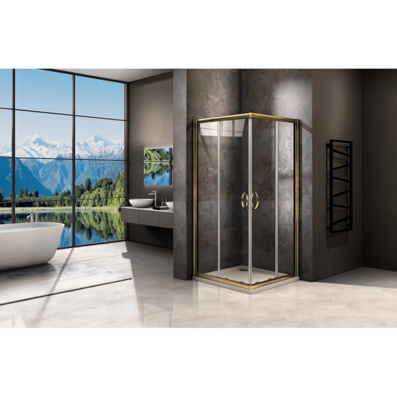 Душевое ограждение Good Door Jazze CR-90-C-G, 90 х 90 х 185 см, стекло прозрачное, профиль золото, ДЖ00055