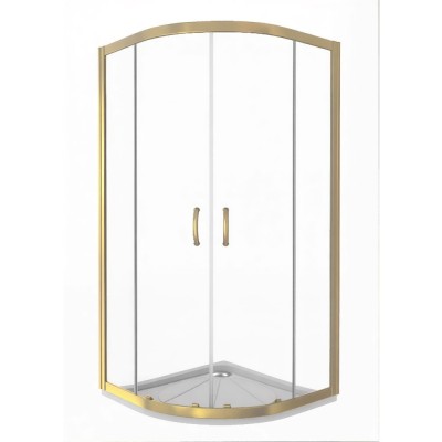 Душевое ограждение Good Door Jazze R-90-C-G, 90 х 90 х 185 см, стекло прозрачное, профиль золото, ДЖ00056