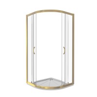 Душевое ограждение Good Door Jazze R-90-C-G, 90 х 90 х 185 см, стекло прозрачное, профиль золото, ДЖ00056