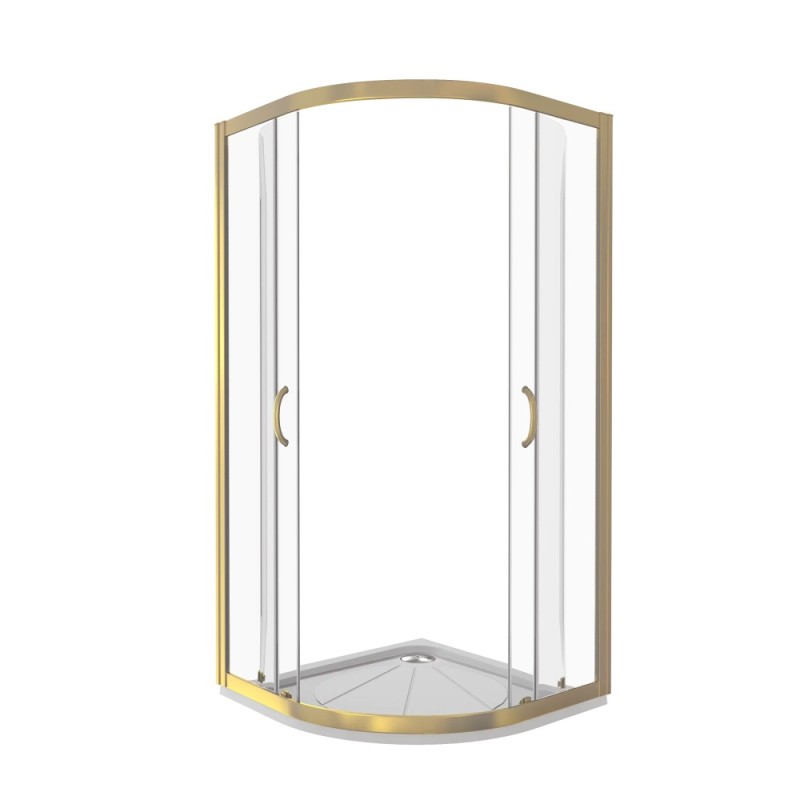 Душевое ограждение Good Door Jazze R-90-C-G, 90 х 90 х 185 см, стекло прозрачное, профиль золото, ДЖ00056