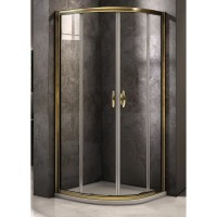 Душевое ограждение Good Door Jazze R-90-C-G, 90 х 90 х 185 см, стекло прозрачное, профиль золото, ДЖ00056