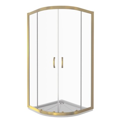 Душевое ограждение Good Door Jazze R-100-C-G, 100 х 100 х 185 см, стекло прозрачное, профиль золото, ДЖ00057