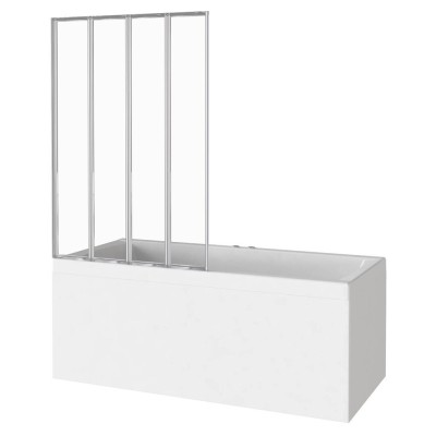Шторка на ванну Good Door Screen GR4-100-C-CH 100 x 140 см складная, 4 секции, стекло прозрачное, профиль хром, ПД00092