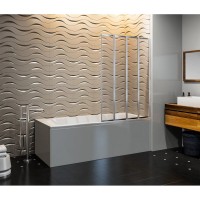 Шторка на ванну Good Door Screen GR4-100-C-CH 100 x 140 см складная, 4 секции, стекло прозрачное, профиль хром, ПД00092