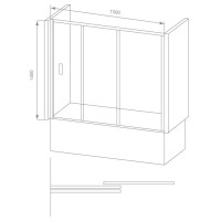 Шторка на ванну Good Door Screen WTW-150-C-CH 150 x 140 см раздвижная, стекло прозрачное, профиль хром, ПД00094
