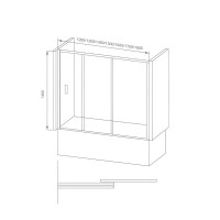 Шторка на ванну Good Door Screen WTW-170-C/G-CH, 170 x 140 см, ПД00095/110, стекло прозрачное/матовое (ПД00110)
