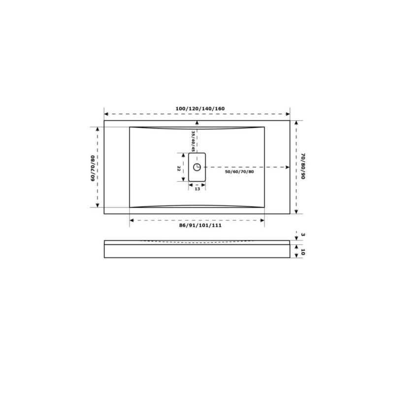 Поддон литьевой Bas Flow ЛП00111, 100 x 70 см, белый