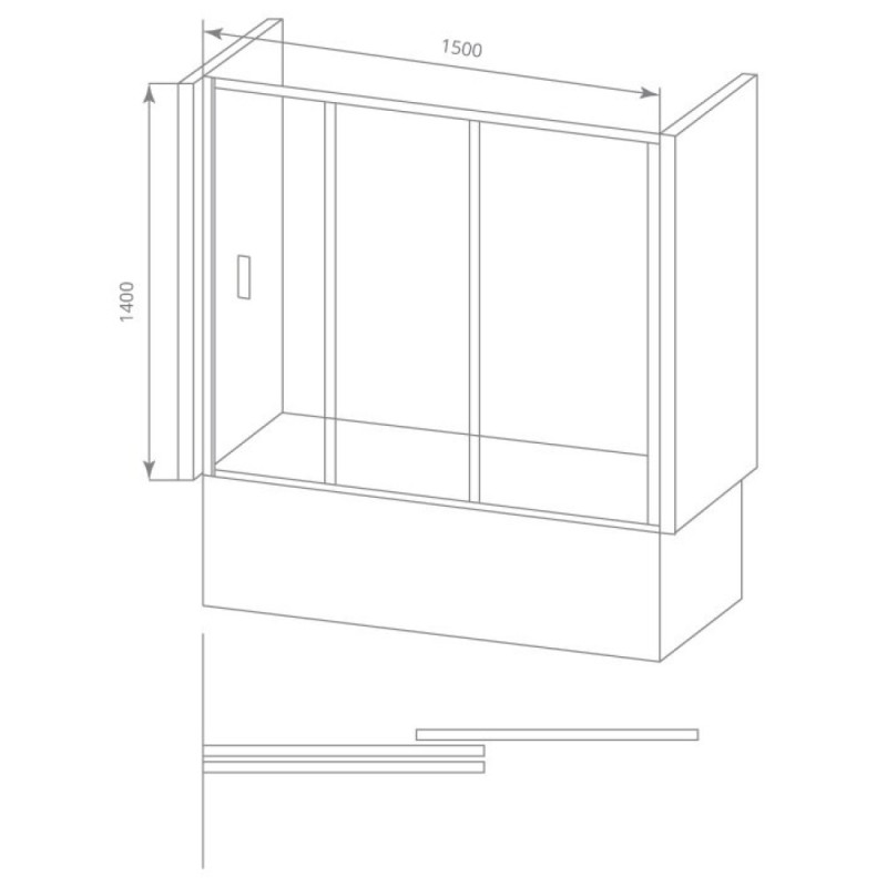Шторка на ванну Good Door Screen WTW-150-G-CH 150 x 140 см раздвижная, стекло матовое, профиль хром, ПД00115