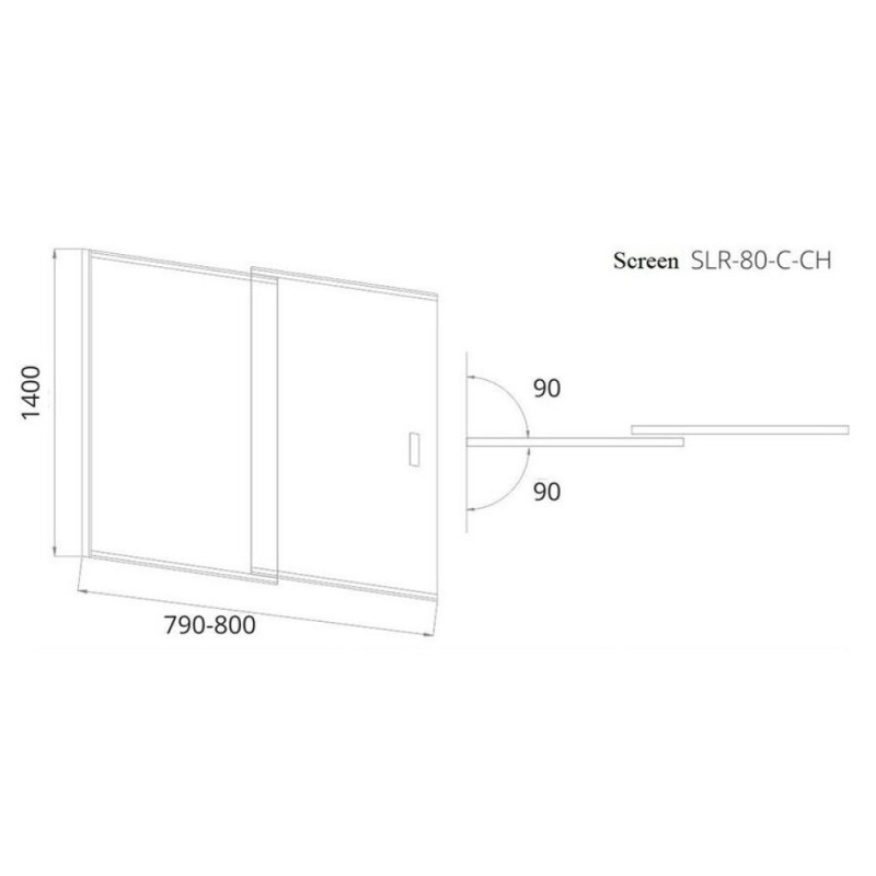 Шторка на ванну Good Door Screen SLR-80-C-CH 80 x 140 см распашная, раздвижная, стекло прозрачное, профиль хром, ПД00116