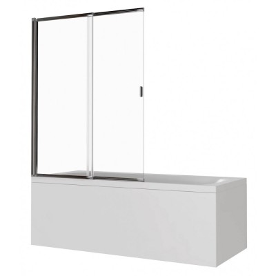 Шторка на ванну Good Door Screen SL-100-C-В 100 x 140 см раздвижная, стекло прозрачное, профиль черный, ПД00117