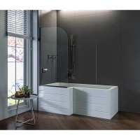 Шторка на ванну Good Door Screen H-80-C-В 80 x 140 см распашная, стекло прозрачное, профиль черный, ПД00118