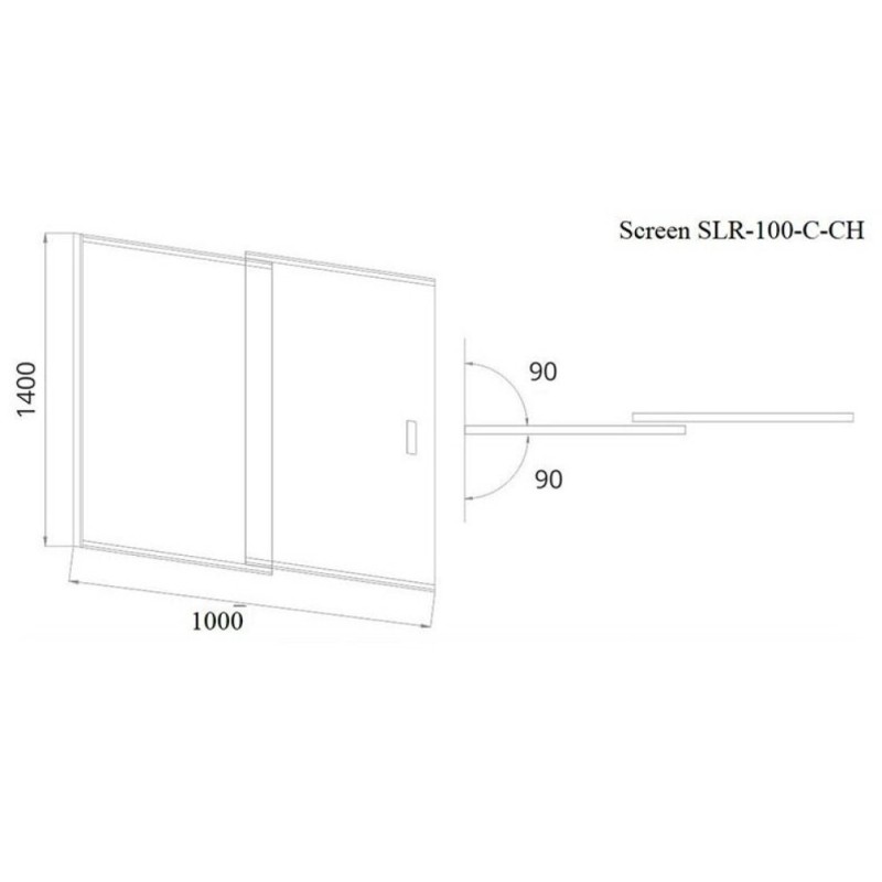 Шторка на ванну Good Door Screen SLR-100-C-CH 100 x 140 см распашная, раздвижная, стекло прозрачное, профиль хром, ПД00120