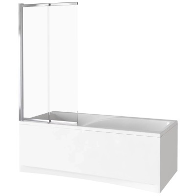 Шторка на ванну Good Door Screen SLR-100-C-CH 100 x 140 см распашная, раздвижная, стекло прозрачное, профиль хром, ПД00120