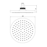 Верхний душ Iddis 00120RPI64, 20х20 см, 1 режим струи, без держателя