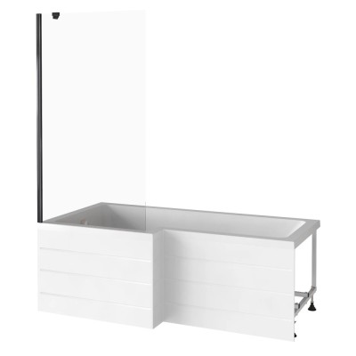 Шторка на ванну Good Door Screen BS-80-C-В 80 x 140 см неподвижная, стекло прозрачное, профиль черный, ПД00122