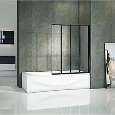 Шторка на ванну Good Door Screen GR4-100-C-B, ПД00126, 100 x 140 см, складная, 4 секции, стекло прозрачное, профиль чёрный
