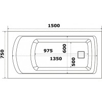 Ванна акриловая Bas Аякс В 00128, 150 х 75 см, в комплекте с каркасом, белый