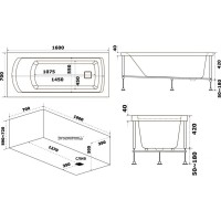 Акриловая ванна Bas Аякс В 00129, 160х70, в комплекте с каркасом, белая
