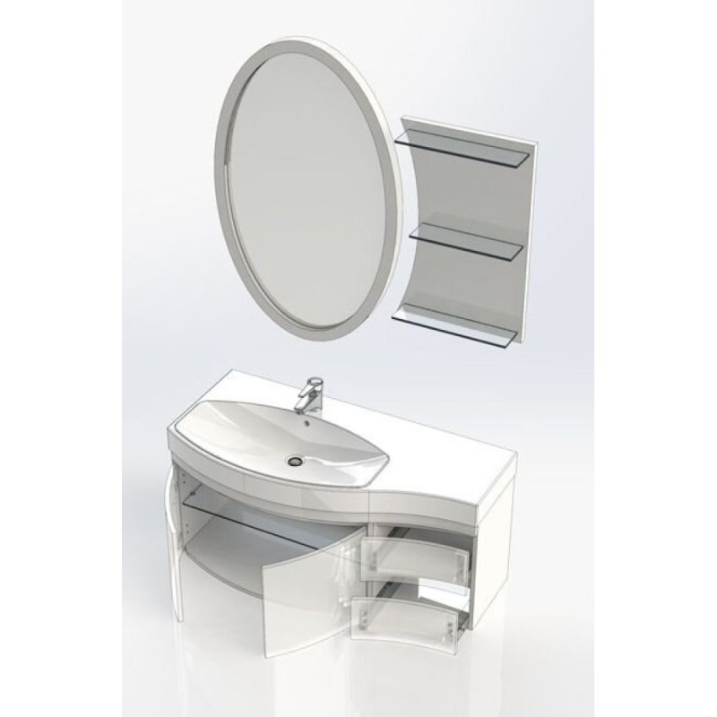 Тумба под раковину Aquanet Опера 2-115 L (2 дверцы, 2 ящика) 00169613, левая, цвет белый
