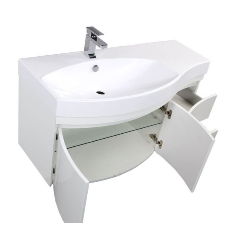 Тумба под раковину Aquanet Опера 2-115 L (2 дверцы, 2 ящика) 00169613, левая, цвет белый