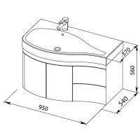 Тумба под раковину Aquanet Сопрано 2-95 L (2 дверцы, 2 ящика) 00169631, левая, цвет белый