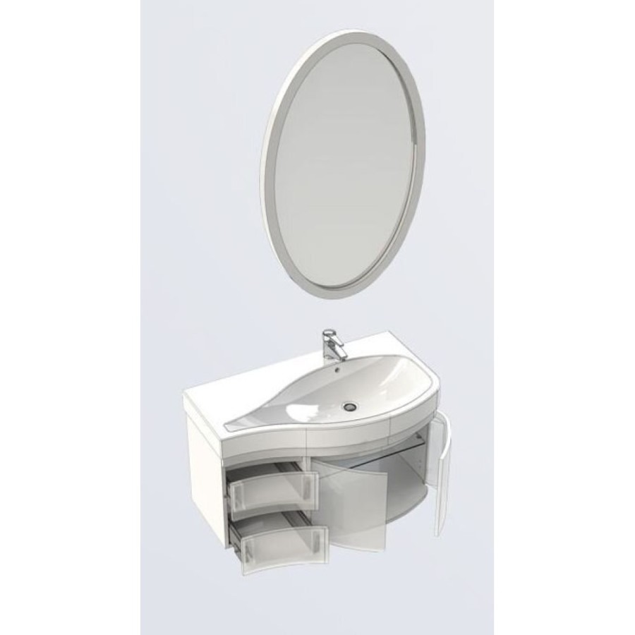 Тумба под раковину Aquanet Сопрано 2-95 L (2 дверцы, 2 ящика) 00169631, левая, цвет белый