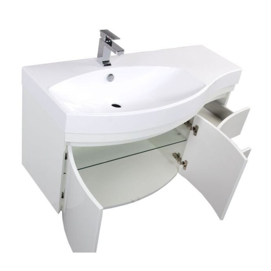 Тумба под раковину Aquanet Сопрано 2-95 L (2 дверцы, 2 ящика) 00169631, левая, цвет белый