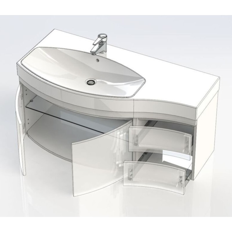 Тумба под раковину Aquanet Сопрано 2-95 L (2 дверцы, 2 ящика) 00169631, левая, цвет белый