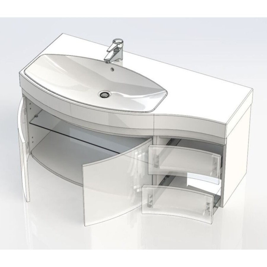 Тумба под раковину Aquanet Сопрано 2-95 L (2 дверцы, 2 ящика) 00169631, левая, цвет белый