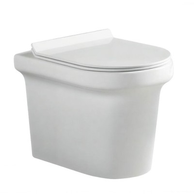 Приставной безободковый унитаз Aquanet Nova-F BL-101N-FST (203340), крышка микролфит Slimseat BL-005, белый