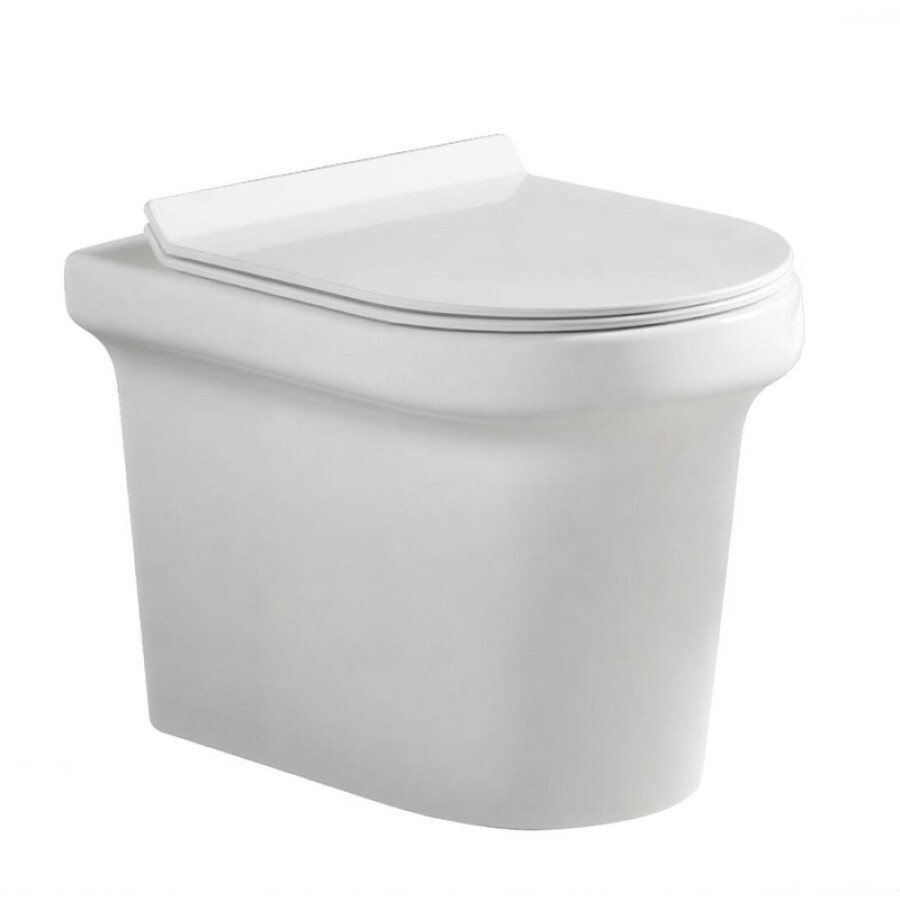 Приставной безободковый унитаз Aquanet Nova-F BL-101N-FST (203340), крышка микролфит Slimseat BL-005, белый