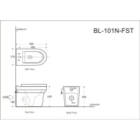 Приставной безободковый унитаз Aquanet Nova-F BL-101N-FST (203340), крышка микролфит Slimseat BL-005, белый