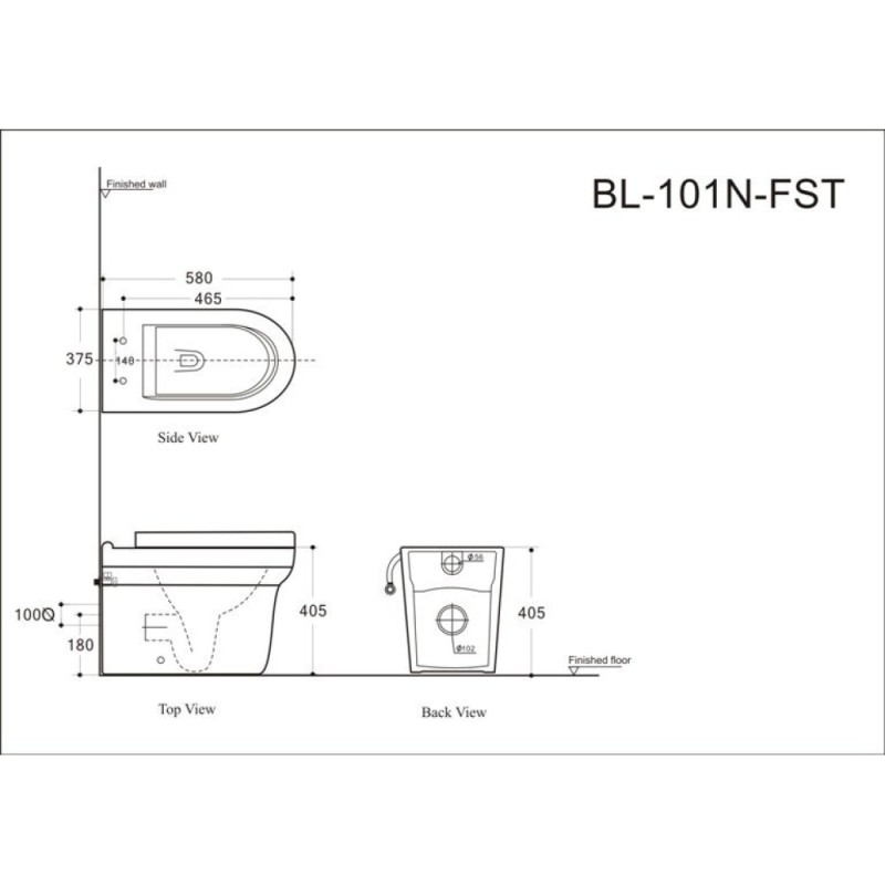 Приставной безободковый унитаз Aquanet Nova-F BL-101N-FST (203340), крышка микролфит Slimseat BL-005, белый