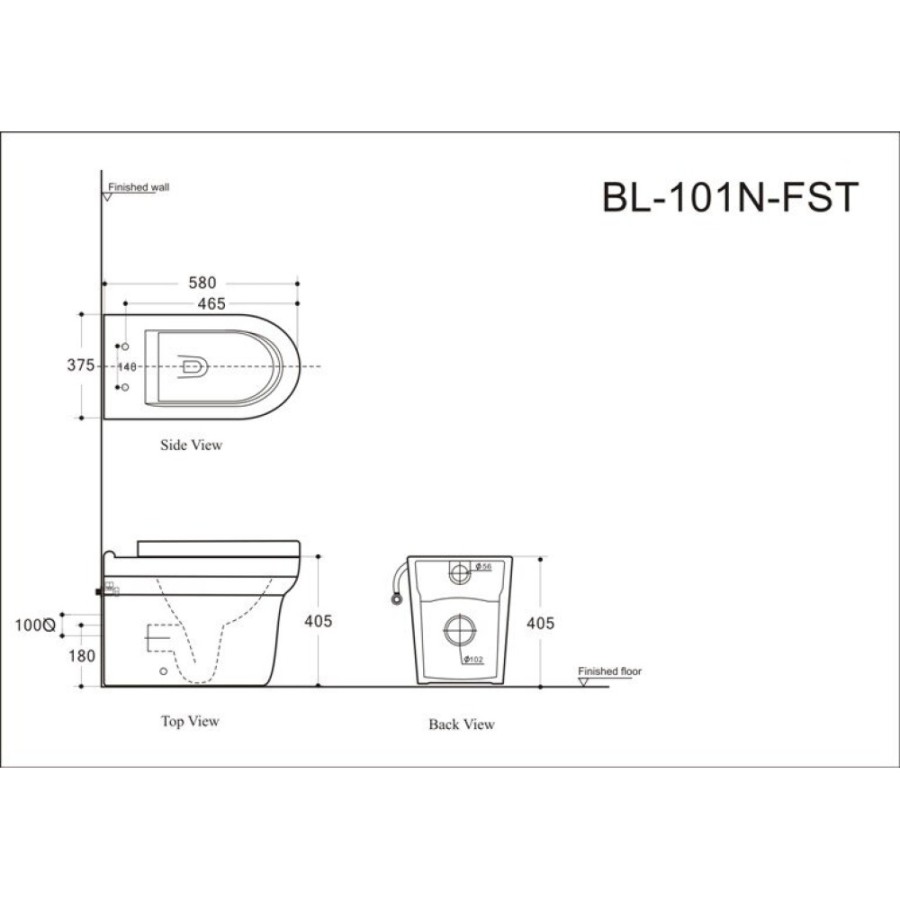 Приставной безободковый унитаз Aquanet Nova-F BL-101N-FST (203340), крышка микролфит Slimseat BL-005, белый