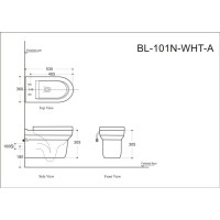 Подвесной безободковый унитаз Aquanet Nova BL-101N-WHT (203341), крышка микролифт Slimseat BL-005, белый