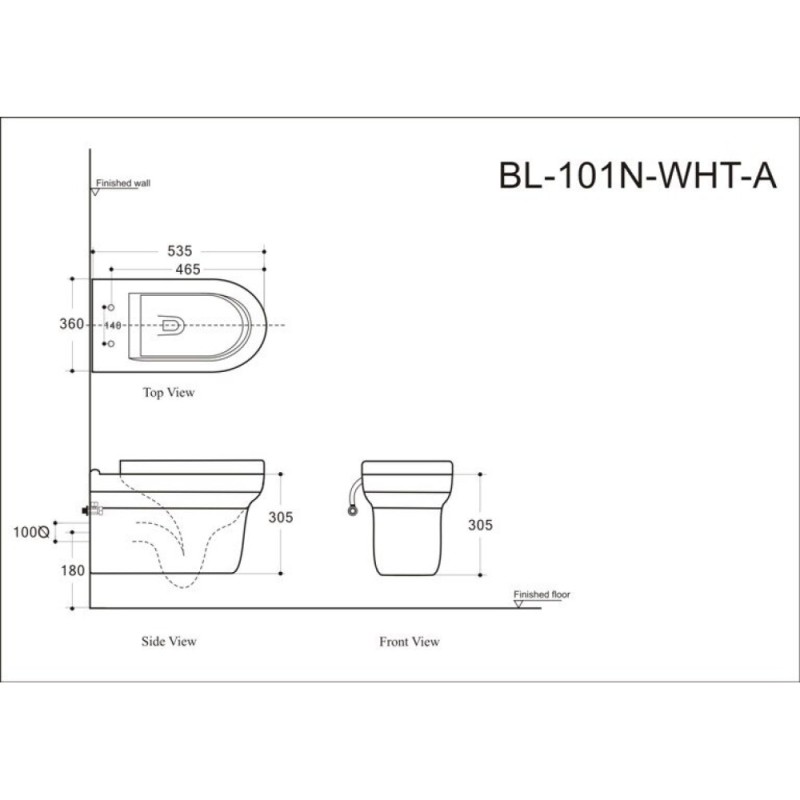 Подвесной безободковый унитаз Aquanet Nova BL-101N-WHT (203341), крышка микролифт Slimseat BL-005, белый