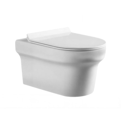 Подвесной безободковый унитаз Aquanet Nova BL-101N-WHT (203341), крышка микролифт Slimseat BL-005, белый