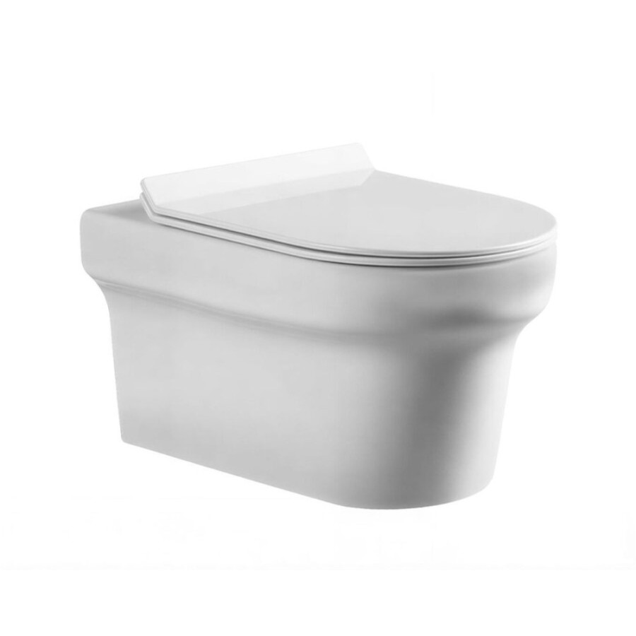 Подвесной безободковый унитаз Aquanet Nova BL-101N-WHT (203341), крышка микролифт Slimseat BL-005, белый