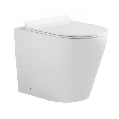 Приставной безободковый унитаз Aquanet Atago-F BL-104N-FST (203352), крышка микролифт Slimseat BL-005, белый