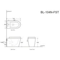 Приставной безободковый унитаз Aquanet Atago-F BL-104N-FST (203352), крышка микролифт Slimseat BL-005, белый