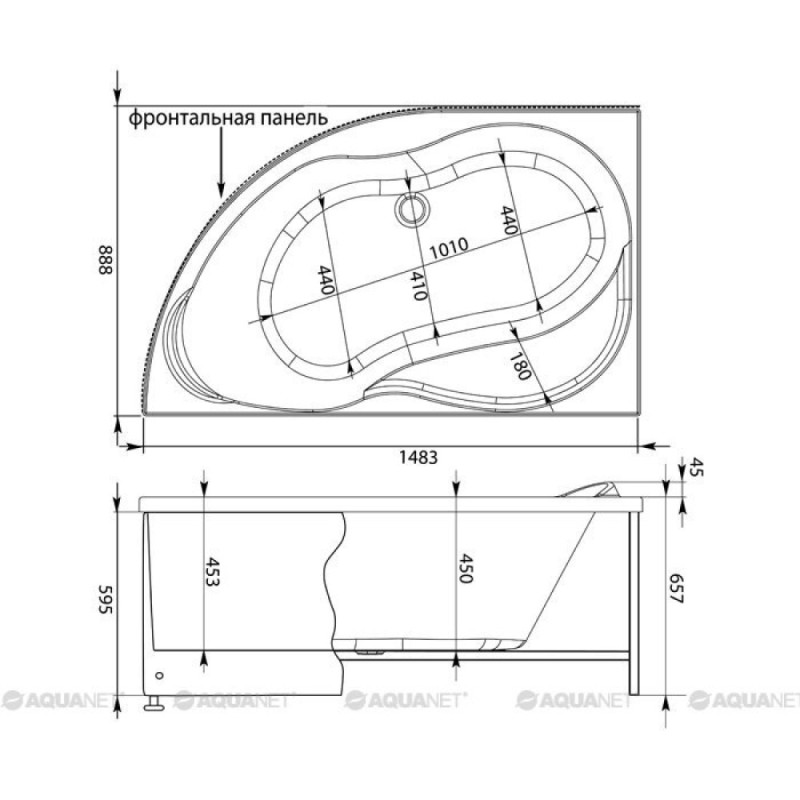 Акриловая ванна Aquanet Graciosa 150 x 90 см, цвет белый, (203940/203941)